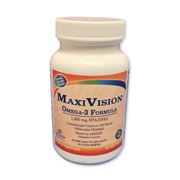 MaxiVision® MaxiTears Omega-3 Formula (60-Count) - Omega-3 Fish Oil Supplement for Eye Health & Dry Eye Support - Enteric Coated Softgels - 1 Bottle