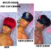 SAEIALL Pixie Cut Wig Human Hair Wigs 180% Density Pixie Bowl Cut Wig Natural Black Red 613 Blonde Color Short Layered Pixie Wigs for Black Women Full Machine Made Wigs (1B/613/Red)