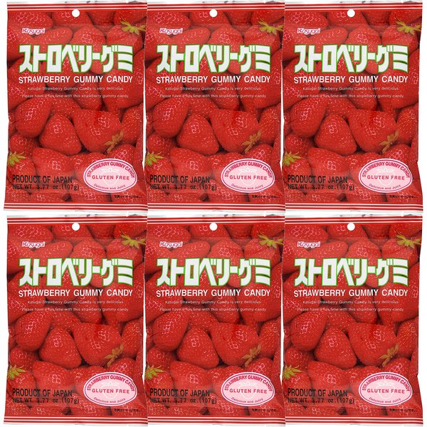 Kasugai Strawberry Gummy Candy 3.77oz (6 Pack)