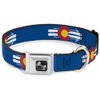 Dog Collar Seatbelt Buckle Colorado Logo Skis Blue White Red Yellow 9 to 15 Inches 1.0 Inch Wide