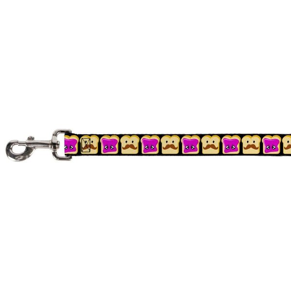 Buckle-Down Pet Leash - Peanut Butter w/Mustache & Jelly - 6 Feet Long - 1.5" Wide