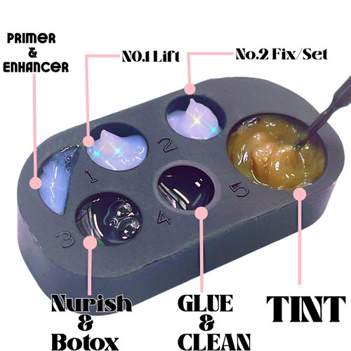 Silicone Palette for Lash Lift and T-int 6 Function Tray for Eyelash Lifting Brow Lamination with D-ye New Useful Lash Extension Remover Conditioner Primer Cleanser Tool--More Than 2000 Applications