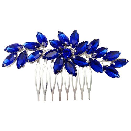 BETITETO Bridal Crystal Hair Piece Rhinestone Wedding Small Hair Comb Accessories for Women Girls (Blue)