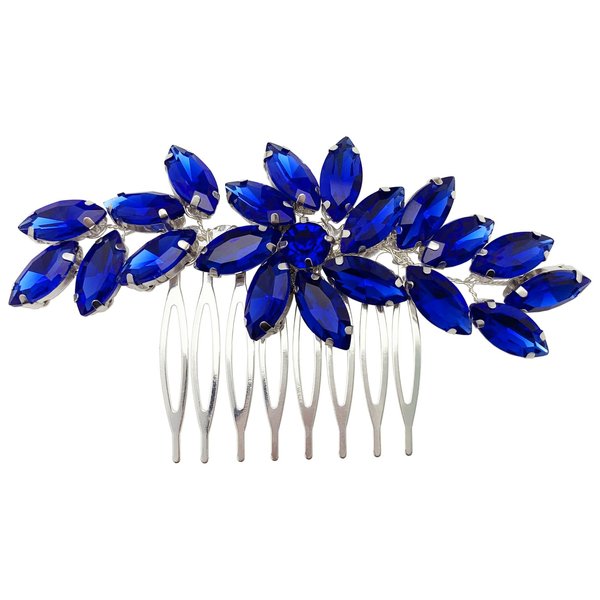 BETITETO Bridal Crystal Hair Piece Rhinestone Wedding Small Hair Comb Accessories for Women Girls (Blue)