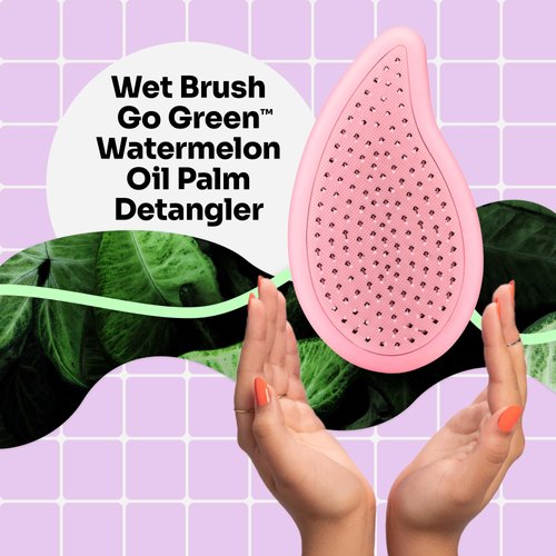 Wet Brush Go Green Palm Detangling Hair Brush Infused with Watermelon Oil - Pain-Free Ultra-Soft Detangler Bristles Glide Through Tangles with Ease - Protects Against Split Ends For Wet & Dry Hair
