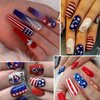 12 Grid July 4th Nail Art Glitter Sequins Independence Day Star Nail Sequins 3D Holographic Nail Glitter Holographic Red Blue Mixed Star Nail Decal Gold Glitter Flakes for Women Nails Eye Face Decor