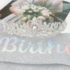 BAHABY Birthday Crown for Women, It's My Birthday Sash & Rhinestone Tiara Set Princess Birthday Sash and Tiara for Women Birthday Decoration Rhinestone Headband for Women Girls- Silver