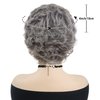 GNIMEGIL Short Grey Elderly Wigs Curly Wigs for White Women Gray Pixie Cut Wig with Bangs Layered Synthetic Natural Hairstyles Old Lady Costume Senior Ladies Wig