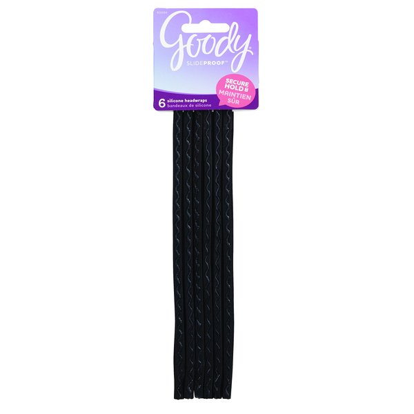 Goody SlideProof Headwraps, 6mm, Black, 6-count (Pack of 3)