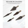 Rocaris 5 Pcs Step Drill Bit & 5 Pcs Countersink Drill Bit Set, Titanium Coated, 50 Sizes of Step Bit for Metal with Aluminum Case, Multiple Hole Stepped Up Bits for DIY