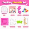 Toyze Gifts for 3-8 Year Old Girls, Kids Apron for Girls Kids Cooking Set, Toddler Apron for Kids Chef Hat and Apron, Toys for 3-12 Year Old Girls 20Pcs Pink- with Cookbook