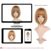QUEENTAS Short Blonde Bob Wig with Air Bangs Chin Length Short Bob Wig Heat Resistant Synthetic for Women with Wig Cap (Hazelnut color#73) (A-Strawberry Blonde)