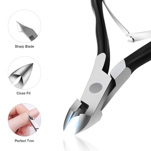 FERYES Cuticle Clipper Professional Manicure and Pedicure Cuticle Remover Tools, Medical Grade Stainless Steel Cutical Cutter, 8mm Jaw- 1 Piece (Black)