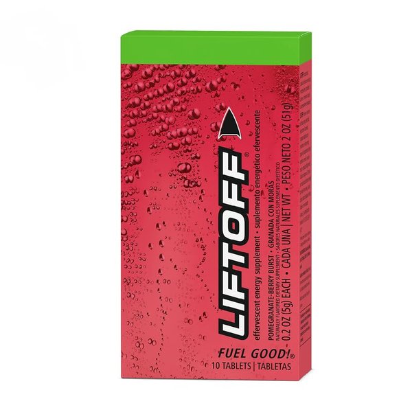 Herbal Liftoff Pomegranate-Berry Burst Energy Drink for Natural Boost of Energy-10 Tablets