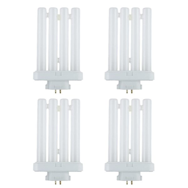 Ciata Fluorescent Bulbs, 4 pin CFL Replacement, 27 Watts, 4-Pin, 1500 Lumens, 80 CRI, 6500K Daylight, GX10Q-4 Base Quad Tube Compact Fluorescent Plug-in Bulb for Portable Fixtures - 4 Pack