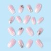 Hkanlre Bling Coffin Press on Nails Fake Nails Tips Full Cover Medium False Gradient Nails for Women and Girls 24PCS (Bling Coffin)