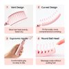RHOS Curved Vented Hair Brush for Faster Blow Drying/Styling,Paddle Vented Hair Brush for Women&Men-Styling Hair Brush for Curly,Thick,Bangs,Wet and Dry Hair (1 Pack-Pink)