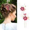 Cinaci 18 Pieces Bridal Wedding Party Prom Pearl Rhinestone Rose Red Flower Hair Side Combs Slides+U-shaped Flower Hair Pins+Twist Spiral Hairpins Floral Headpieces for Brides Bridesmaids Women Girls