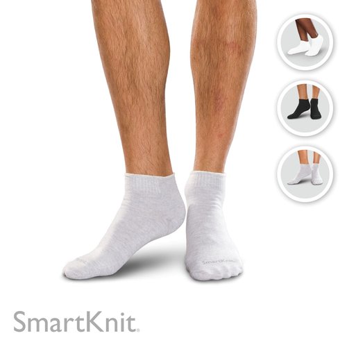 SMARTKNIT Seamless Mini-Crew Socks for Diabetes, Arthritis or Sensitive Feet, 1 Pair (2 Count), Small, Grey