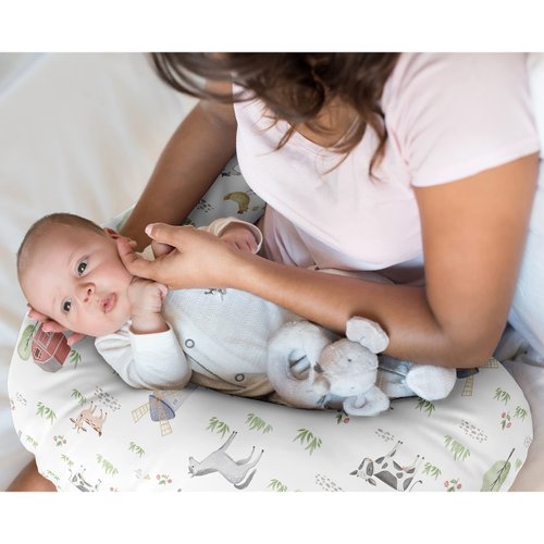 Sweet Jojo Designs Farm Animals Nursing Pillow Cover Breastfeeding Pillowcase Newborn Infant Bottle Breast Feeding Pillow NOT Included Watercolor Farmhouse Barn Horse Cow Gender Neutral