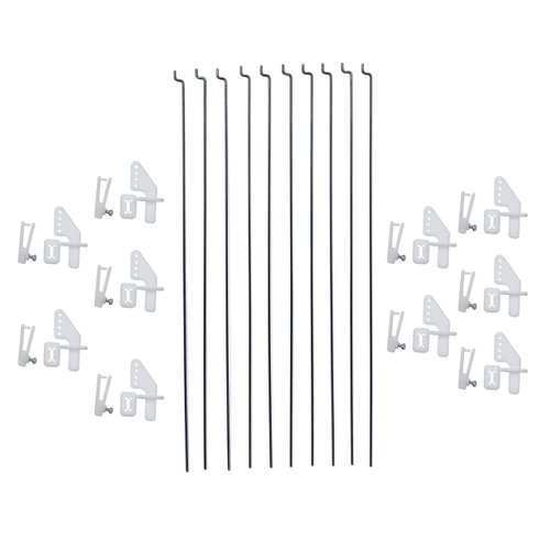 FPVDrone 10PCS 1.2mmx20cm RC Steel Pushrod Parts + 10PCS Nylon Micro Control Horns 35mmx15mm 4 Holes for RC Airplane Plane DIY Parts