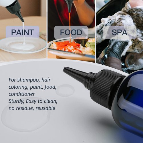 Tekson Hair Color Applicator Bottles, 5 Pack Refillable Squeeze Bottle, Empty Plastic Twist Top Cap Bottles (3.4 OZ, Blue)