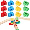Foilswirl 12 Pcs Wooden Train Track Accessories Multicolor Wooden Track Connectors Compatible with Most Railroad Sets Educational Toys for Fun Toys Building Games Stem Kit