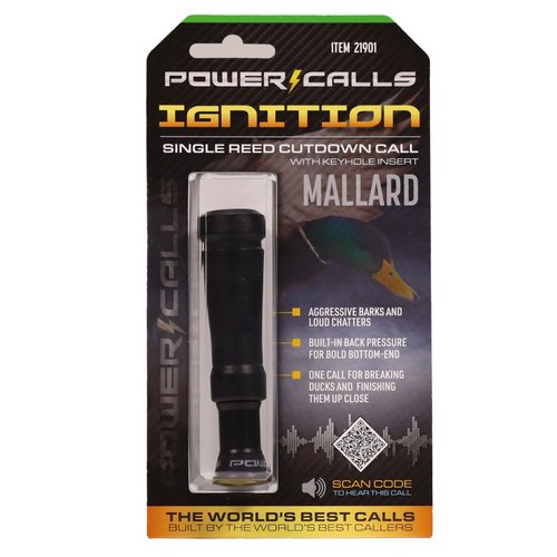 Power Calls Mallard Duck Call | Ignition | Easy to Use Single Reed Cutdown Call for Competition and Waterfowl Hunting | Stealth Black