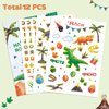 WERNNSAI Dinosaur Temporary Tattoos for Kids Girls - 12 Sheets Bronzing Styles Fake Tattoos Stickers 600+ with Alphabet Stickers Birthday Decorations Party Favors Supplies Gift for Children