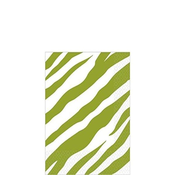 Amscan Decorative Avocado Zebra Party Beverage Paper Napkins (16 Pack), 5 x 5", Green