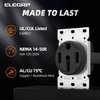 ELEGRP 50 Amps 125/250V Range Oven Stove Receptacle, Flush Mounting Power Outlet, NEMA 14-50R, Straight Blade Heavy Duty Range Receptacle, Grounding, 3 Pole 4 Wire, UL Listed, 1 Pack
