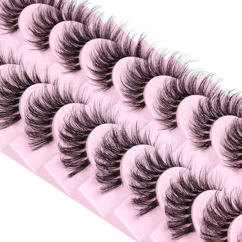 7 Pair False Eyelashes Half Lashes Natural Look Wispy Lashes Mink Eyelashes 16mm Cat Eye Lashes 3/4 Fake Eyelashes, False Eyelashes and Adhesives, False Eyelashes