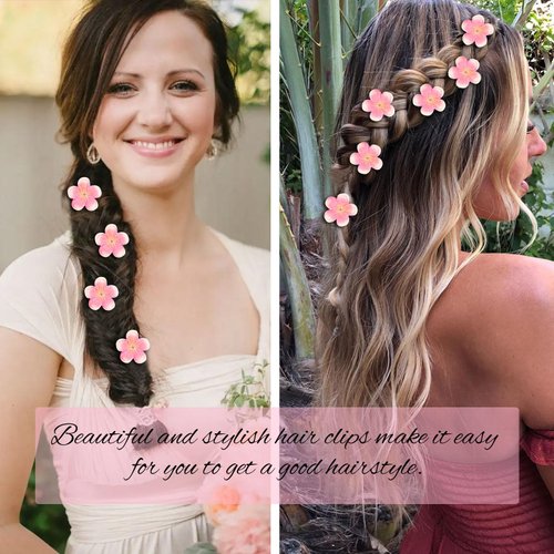 YISSION 20Pcs Small Pink Flower Hair Clips for Girls Women Cute Flower Hair Pins Artificial Flower Clips for Hair Floral Hair Barrettes Wedding Bridal Hair Accessories for Girls Women