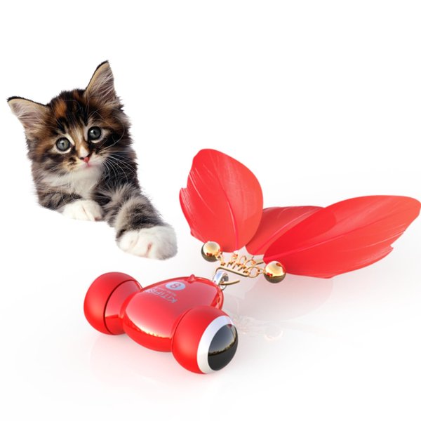 MayMaw Kitifish Smart Interactive Cat Toy for Indoor Cats, Automatic Cat Toy with Feather and Bell for Self Moving, Cat Fish Toys for Cats That Like to Hunt, USB Rechargeable Kitten Toys