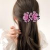 Dizila 4 Pieces Fancy Sparkly Rhinestone Double Flower Hair Clips Barrettes with Three Prongs Prom Party Wedding Hair Accessories for Women Girls Thick Hair