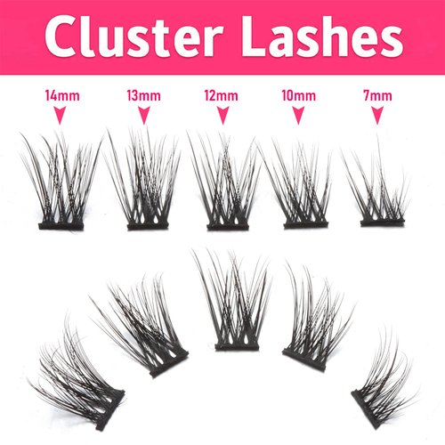 outopen 10 Pairs Cluster Lashes Natural Look Manga Lash Clusters C Curl Wispy Individual Eyelashes Cat Eye Lashes DIY Eyelash Extensions(B01-TM25)