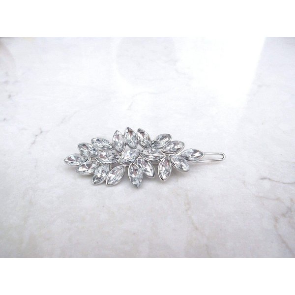 Generic Small crystal leaves hair pin barrette bridal clip for fine thin hair