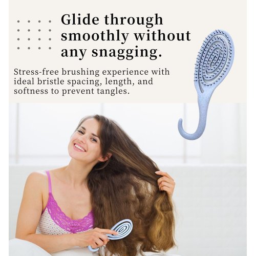 MDSTYLE Detangling Hair Brush for Curly, Wavy, Thick, Long, Straight, Wet or Dry Hair - Women, Men & Children - Vented Spiral Hairbrush for Faster Blow Drying - Soft Bristles (Light Blue 1pc)