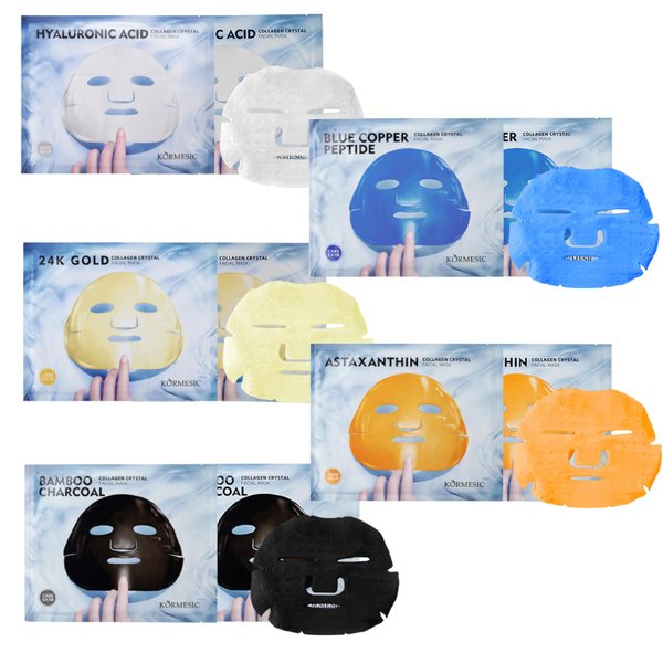 10 Pack Collagen Hydrating Face Masks, 24K Gold Face Sheet Mask, Astaxanthin Facial Mask, Blue Copper Bamboo Charcoal Mask, Collagen Peptide Skin Care Premium Facial Sheet Patch for Moisturizing