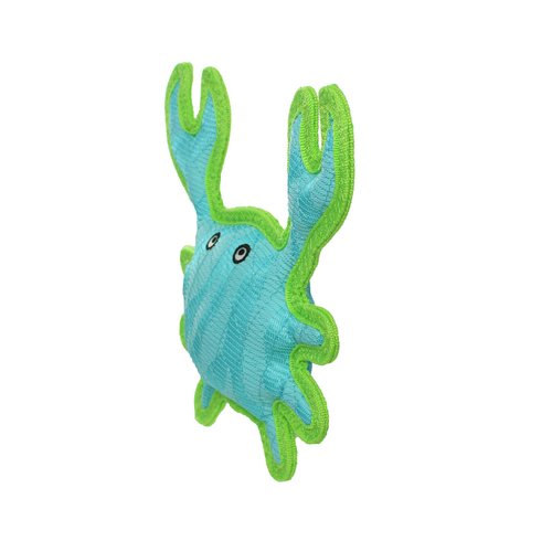 DURA FORCE - Durable Woven Fiber - Crab - Squeakers - Multiple Layers. Made Durable, Strong & Tough. Interactive Play Dog Toy (Tug, Toss & Fetch). Machine Washable & Floats (Blue & Green)