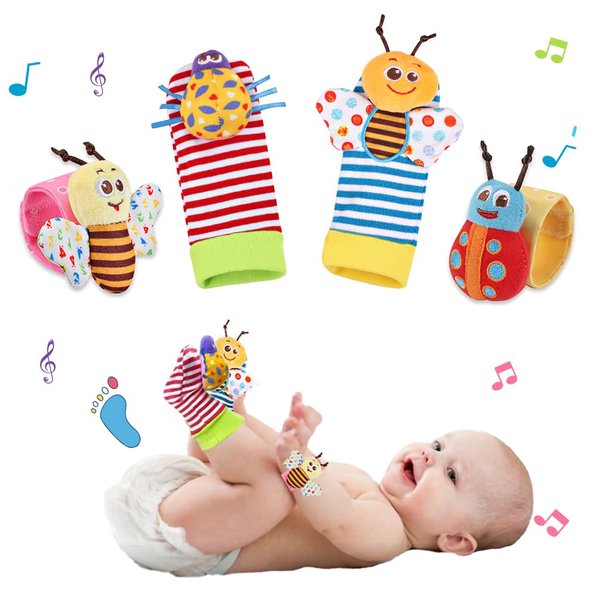 Baby Wrist Rattle Foot Finder Socks Set for Babies 0-3-6-12 Months, Soft Baby Toys for Newborn Boys and Girls, Infant Developmental Gift Toys