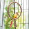 Bird Rope Swing Toy Parrot Climbing Perch Stand for Cockatiel Conure Cockatoo Parakeet Cage Hanging Decor (B: Round)