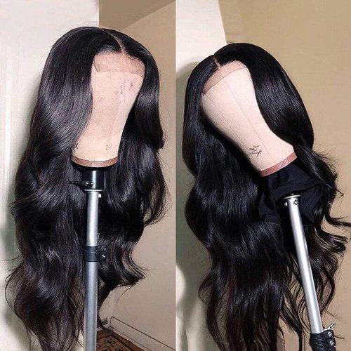 Oriole 4x4 Body Wave HD Transparent Lace Front Wigs Human Hair Glueless Wigs for Black Women Pre Plucked 150% Density Brazilian Virgin Lace Closure Wigs with Baby Hair Natural Color (16 Inch)