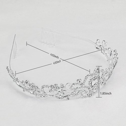CAVETEE Tiaras and Crowns for Women Silver Tiaras Crowns Bridal Wedding Prom Birthday Party Headbands for Women Crystal Rhinestones Tiara with Comb for Women Girls Princess Crowns