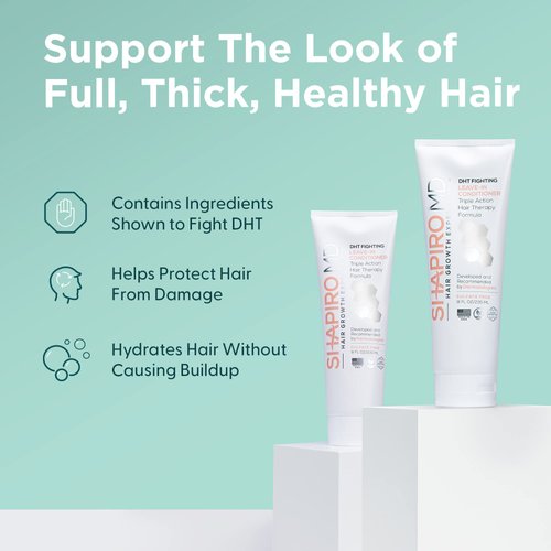 Hair Loss Leave-in Conditioner | DHT Fighting Vegan Formula for Thinning Hair Developed by Dermatologists | Experience Healthier, Fuller and Thicker Looking Hair - Shapiro MD | 1-Month Supply
