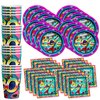 80's Party Supplies - 80's Theme Birthday Party Supplies - Retro Party Supplies | Tableware Set Includes Plates Napkins and Cups | Kit for 16