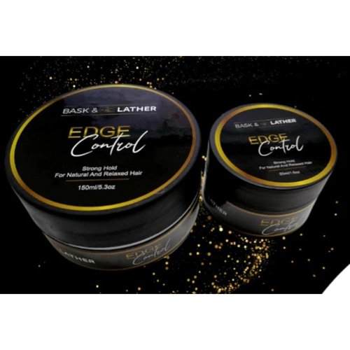 BASK & LATHER Edge Control Hair Gel, Strong Hold, Thick Edges, Styling Gel, Non-Greasy, Non-Flaking, No White Cast, Long Lasting, Supports Hair Growth, Natural Formula, For All Hair Types, 5.3 Fl Oz