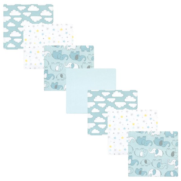 Hudson Baby Unisex Baby Cotton Flannel Receiving Blankets Bundle, Boy New Elephant, One Size