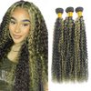 Niciitysi P1B27 Bundles Human Hair Honey Blonde Highlight Kinky Curly Bundles Highlight Bundles Human Hair Weave 14 16 18 inch Black And Honey Blonde Bundles Brazilian Virgin Remy Hair Extensions