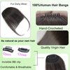 GHDXIWEYU 100% Human Hair Clip in Bangs,Women Air Thinning Curtain Flat Natural Black Bangs, Natural Curved Wispy Bangs,Real Human Hair Faux fake Bangs(Wispy Bangs,Natural Black)